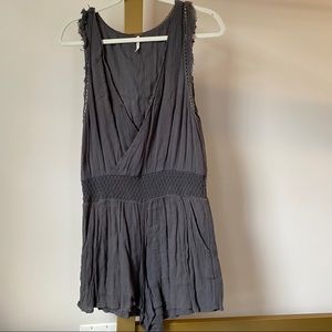 Free people comfy romper in charcoal-medium